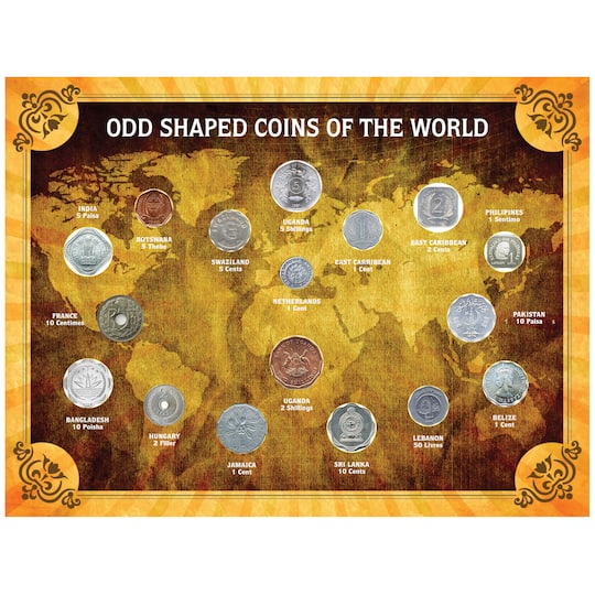 Odd Shaped Coins of the World Collection with Display